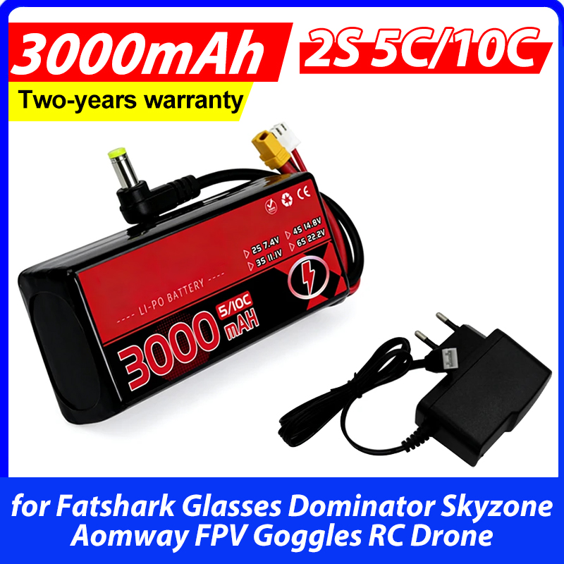 Skyzone Sky04X Pro Oled Fpv Goggles - 3000MAH 2S 5C 10C 7.4V 리포